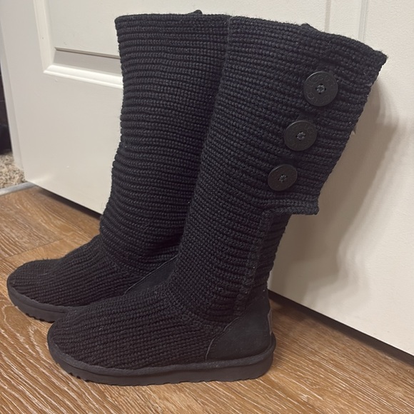 EUC UGG Black Carley Knit Tall Button Boots size 7 - Picture 4 of 12